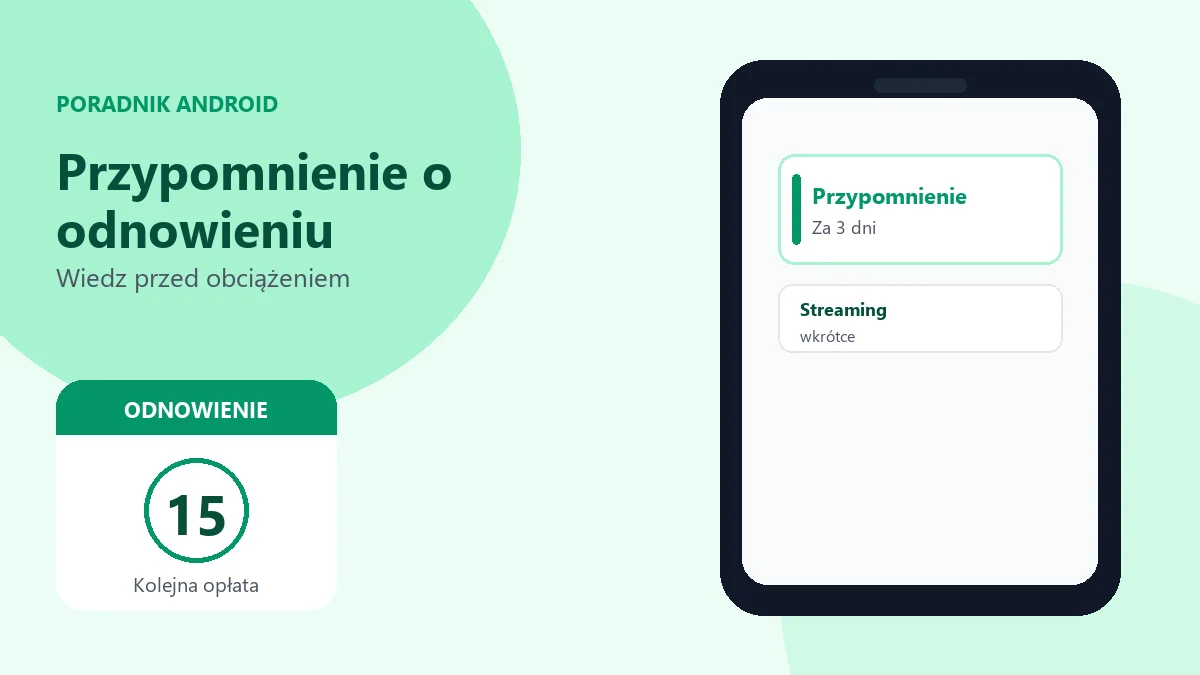 Kalendarz z zakreślonym dniem odnowienia obok telefonu z przypomnieniem o terminie rachunku.